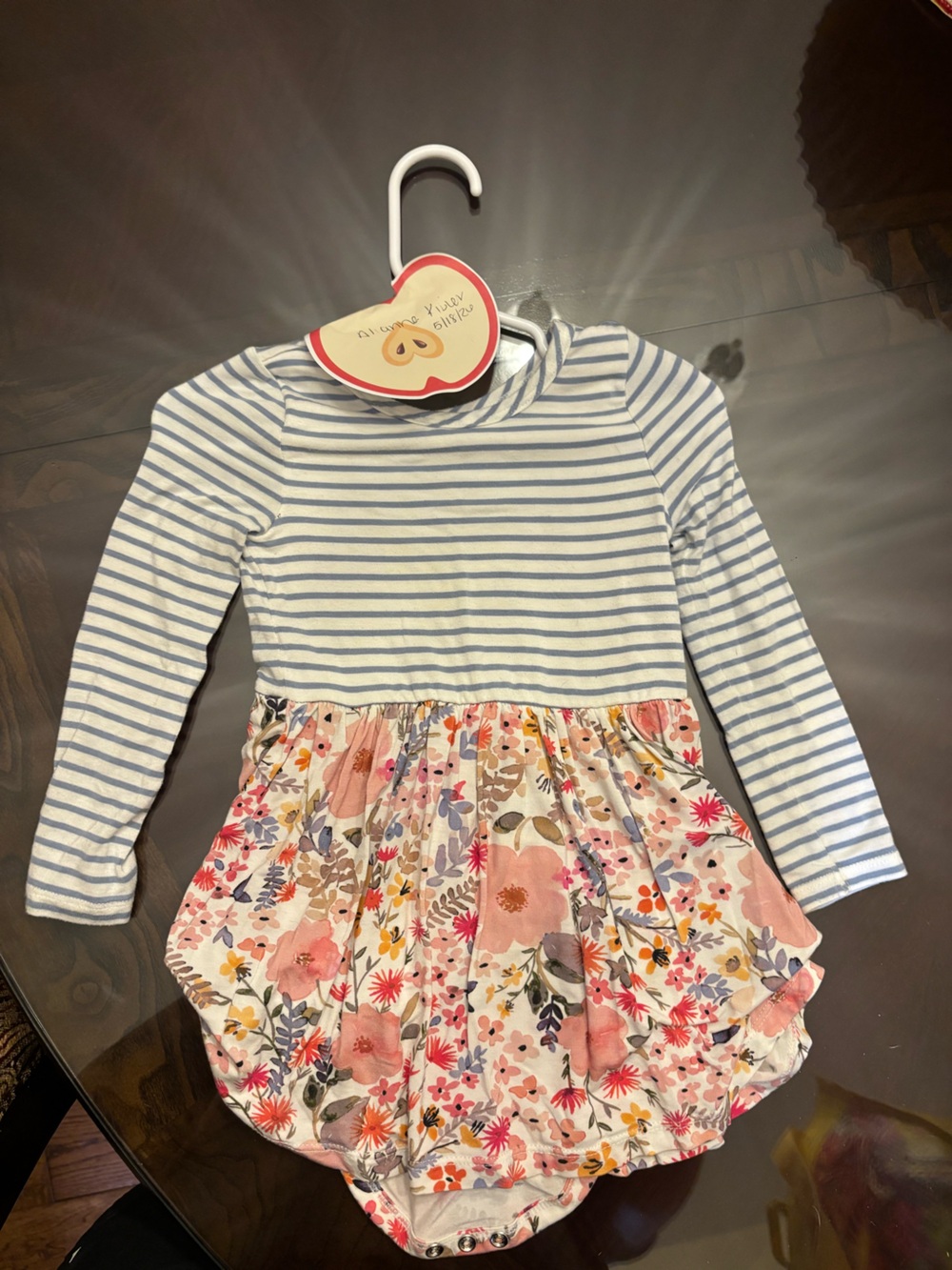 Little Sleepies mauve meadow Twirl dress VGUC 18-24 months